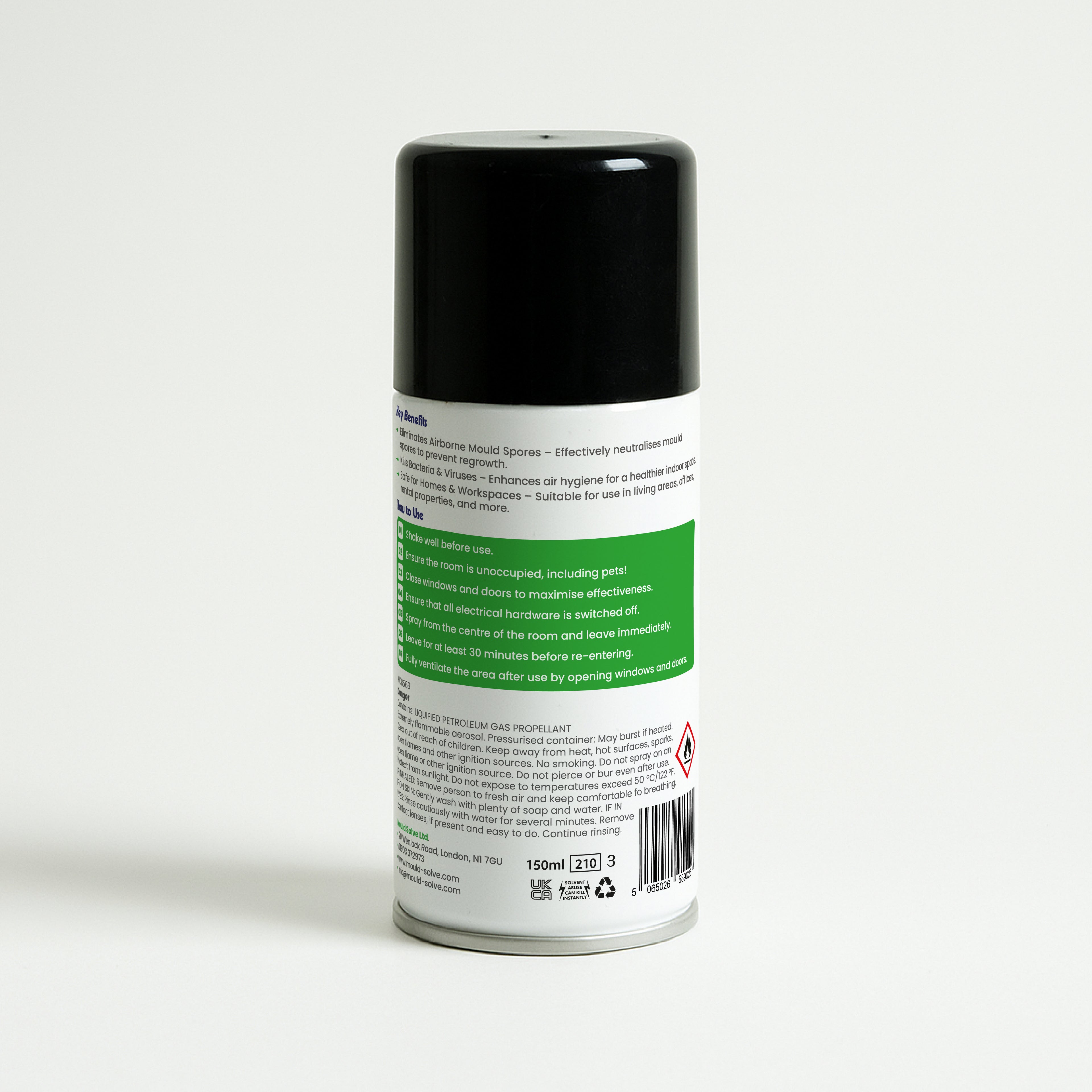 Mould Solve Spore Stopper 150ml | Total Release Mould Fogger | Whole Room Air Treatment Up to 60m³ | Helps Reduce Airborne Mould Spores & Musty Odours