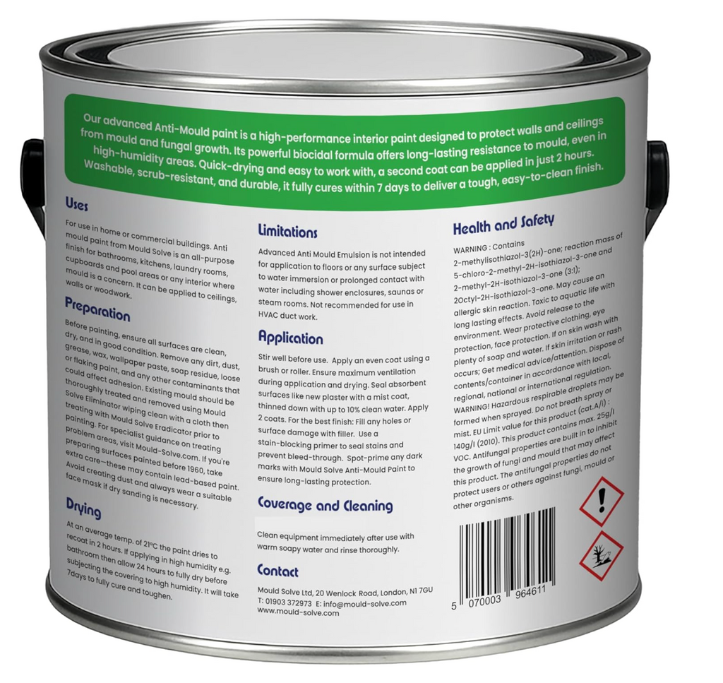 Mould Solve Anti Mould Paint 1L – Matt White | Mould Resistant Interior Paint