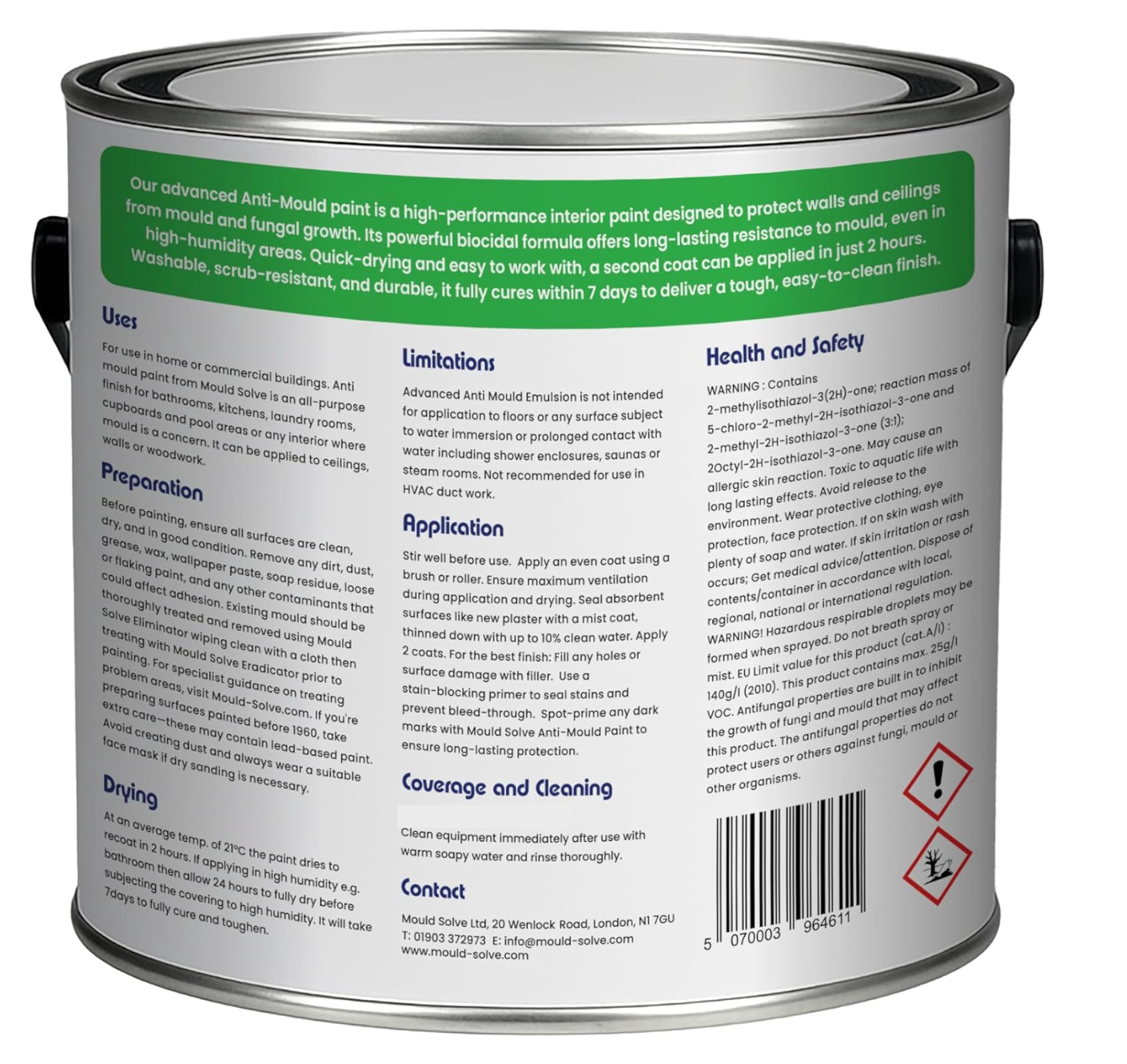 Mould Solve Anti Mould Paint 1L – Matt White | Mould Resistant Interior Paint