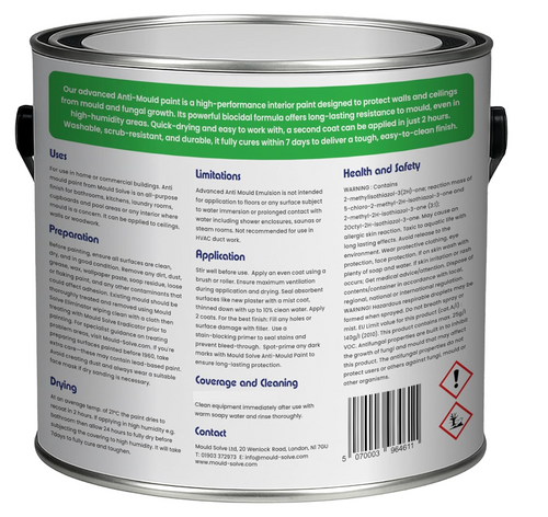 Mould Solve Anti Mould Paint 1L – Matt White | Mould Resistant Interior Paint