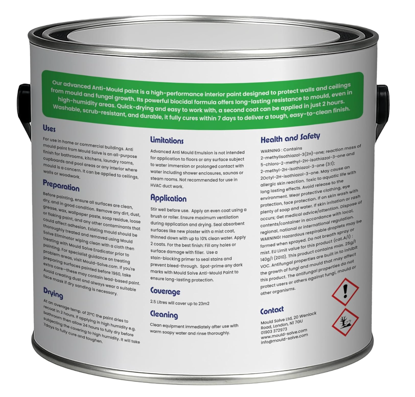 Mould Solve Anti Mould Paint 2.5L – Matt White | Interior Mould Resistant Paint