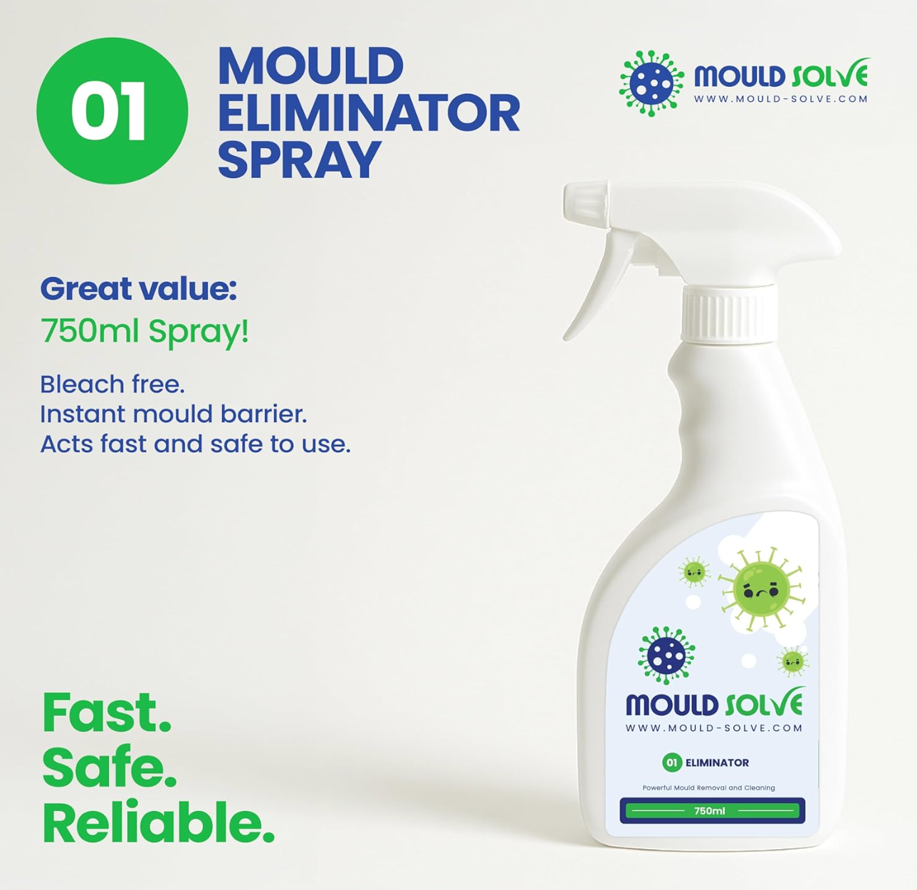 Mould Solve Advanced First Response Kit | Complete Mould Treatment & Safety Solution | 2 × 750ml Mould Sprays, Air Sanitiser Aerosol, FFP3 Mask, Gloves & Cleaning Cloth