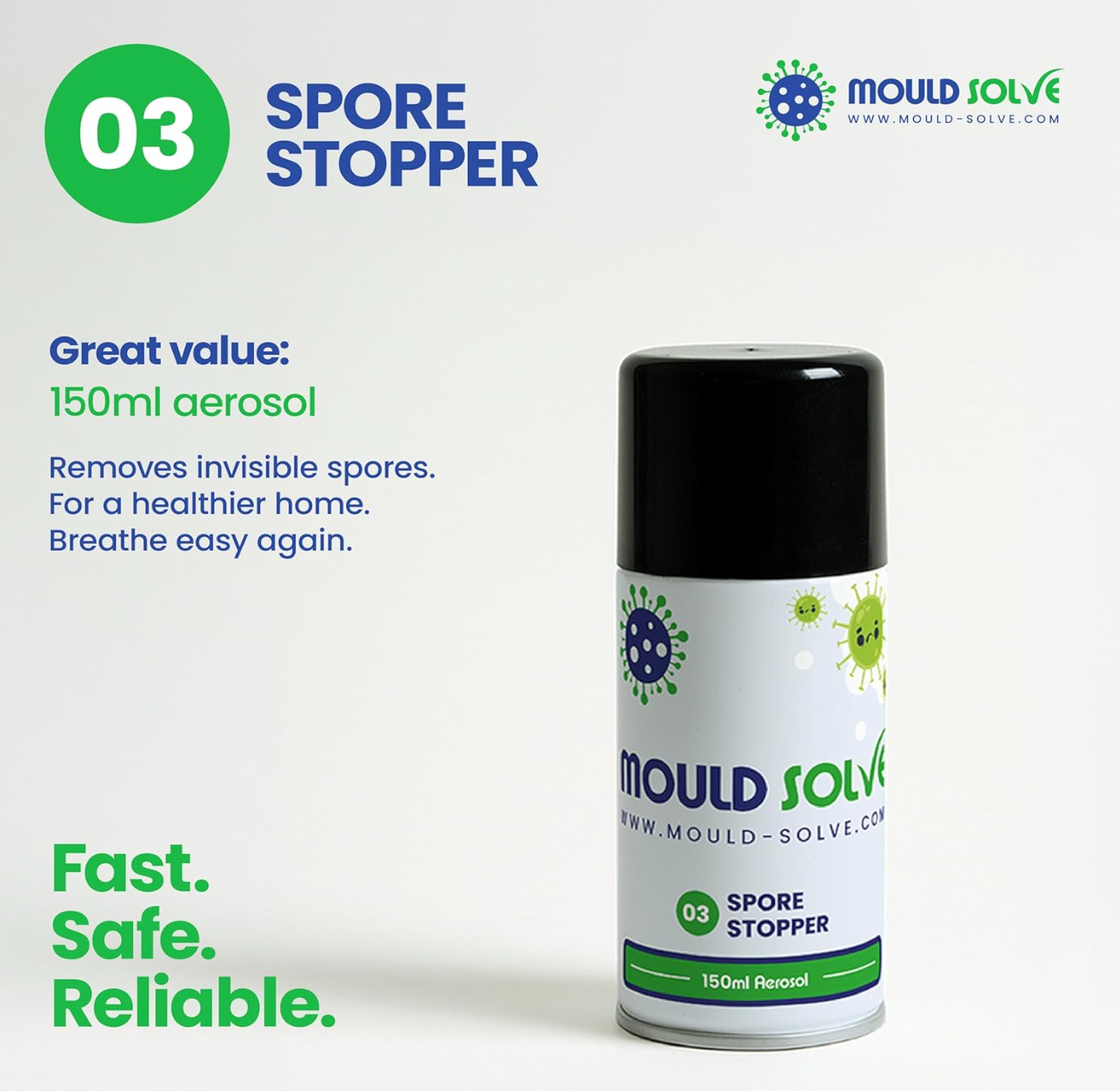 Mould Solve Advanced First Response Kit | Complete Mould Treatment & Safety Solution | 2 × 750ml Mould Sprays, Air Sanitiser Aerosol, FFP3 Mask, Gloves & Cleaning Cloth