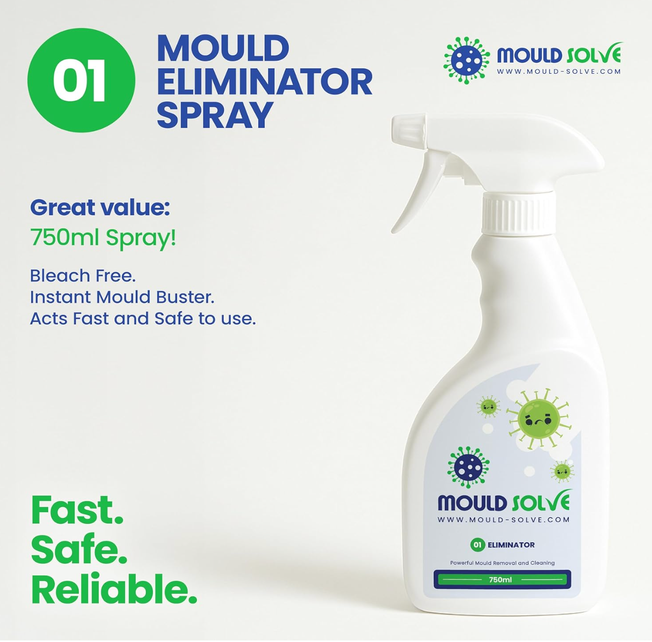 Mould Solve First Response Box | Complete Professional Mould Treatment & Safety Kit | 2 × 750ml Mould Sprays, 2 × Spore Stopper Aerosols, FFP3 Mask, Gloves, Scrubbing Brush & Microfibre Cloth