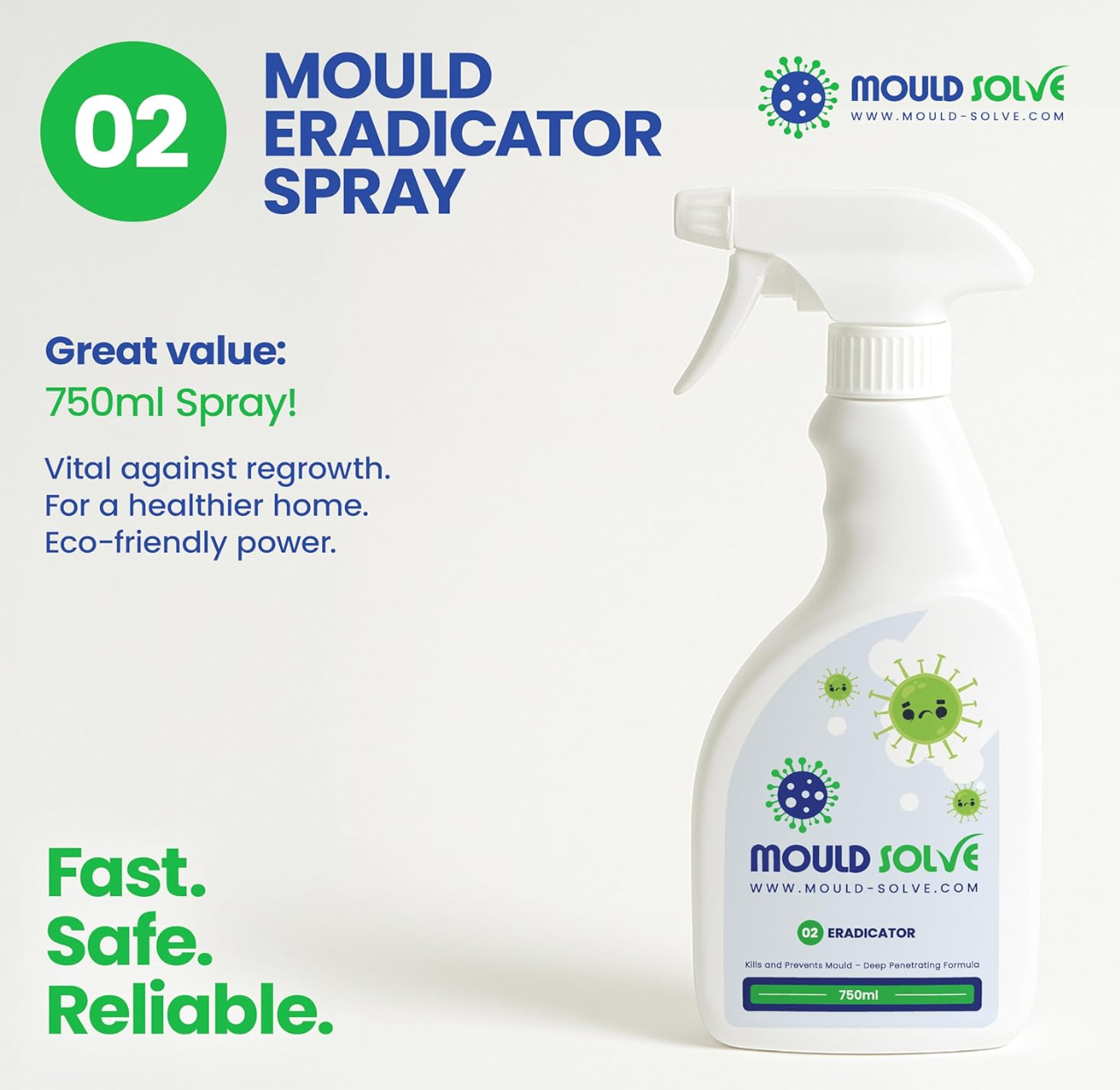 Mould Solve First Response Box | Complete Professional Mould Treatment & Safety Kit | 2 × 750ml Mould Sprays, 2 × Spore Stopper Aerosols, FFP3 Mask, Gloves, Scrubbing Brush & Microfibre Cloth