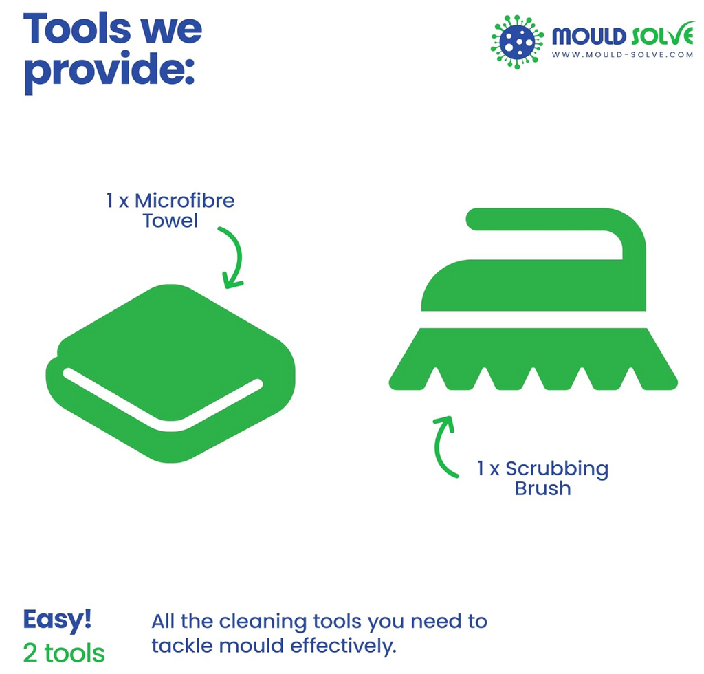 Mould Solve First Response Box | Complete Professional Mould Treatment & Safety Kit | 2 × 750ml Mould Sprays, 2 × Spore Stopper Aerosols, FFP3 Mask, Gloves, Scrubbing Brush & Microfibre Cloth