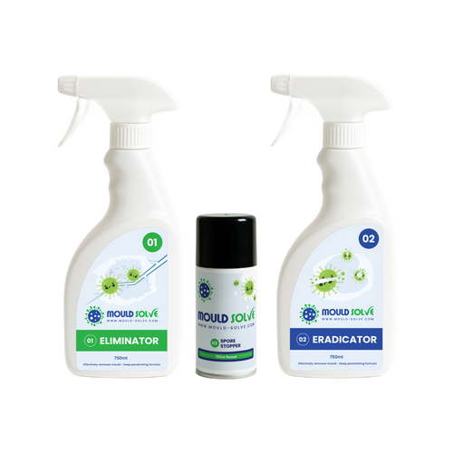 Advanced Mould Treatment Kit – Eliminator and Eradicator sprays with air sanitiser aerosol