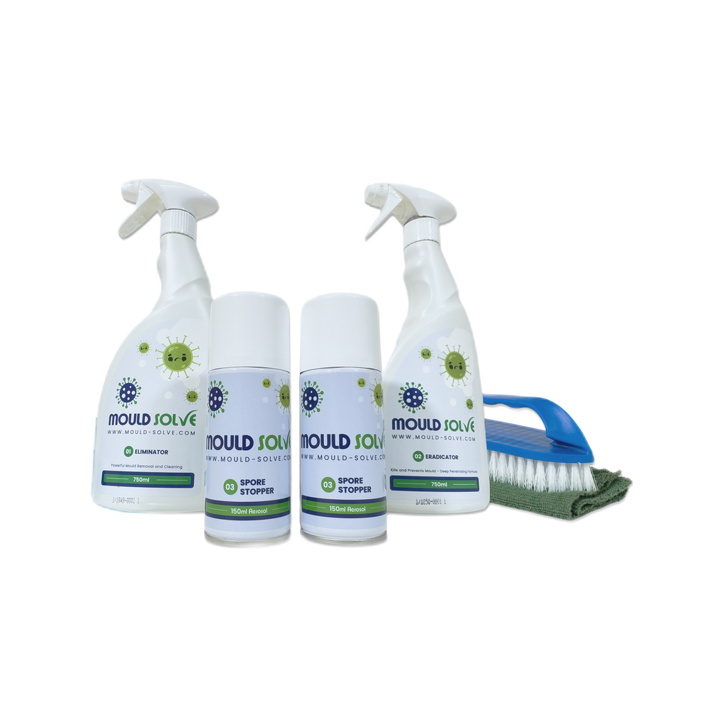 Complete Mould Treatment Kit – sprays, spore stopper aerosols, brush and cloth