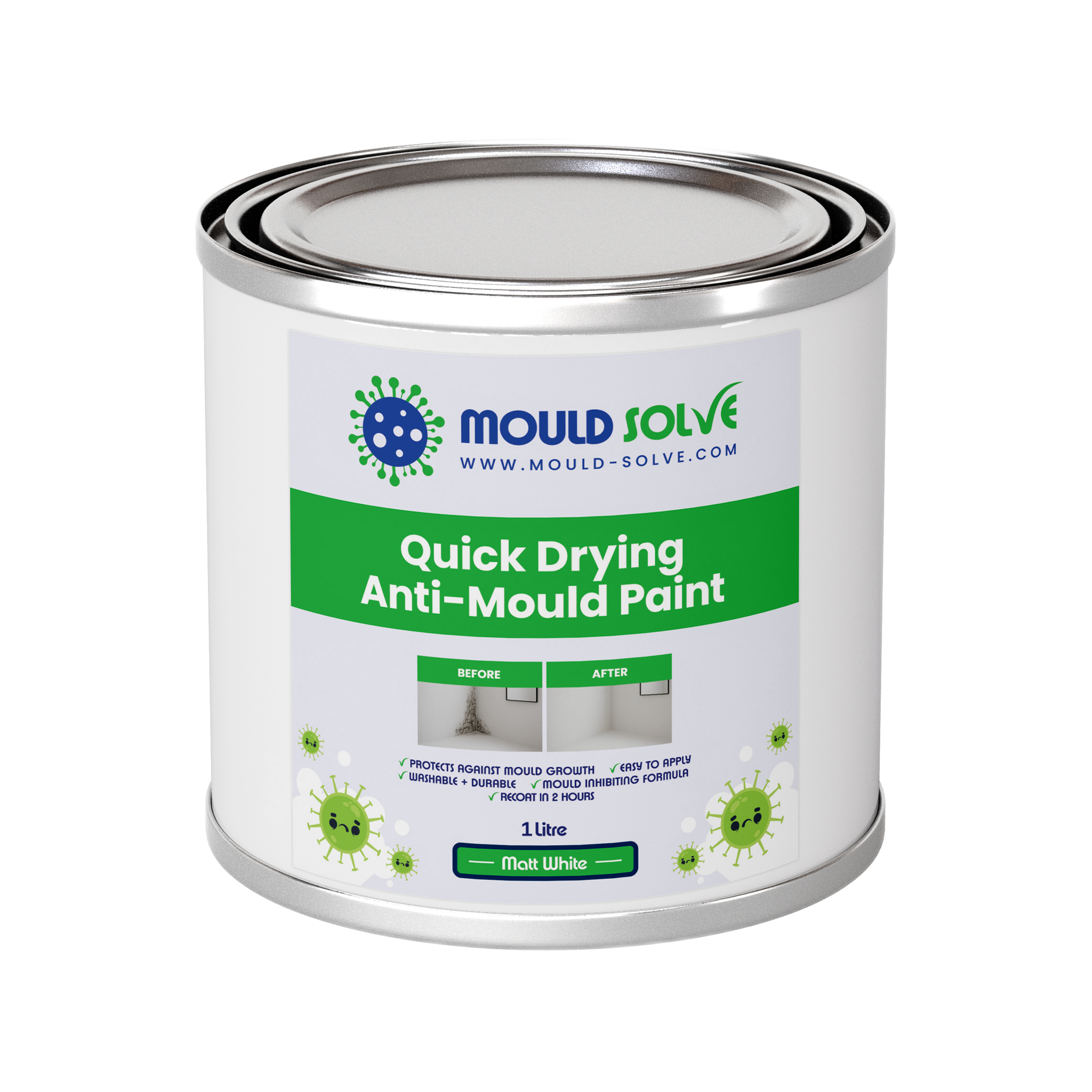 Anti-Mould Paint 1L tin – matt white quick drying