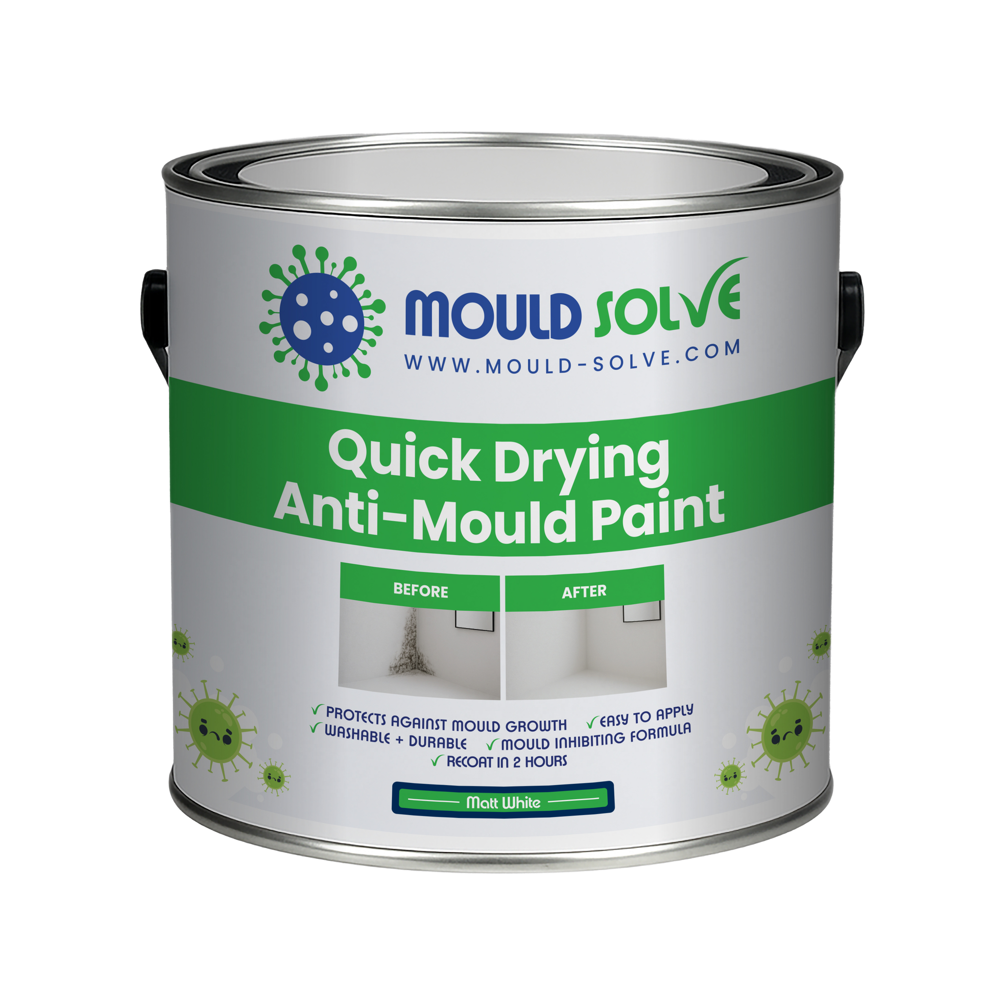 Anti-Mould Paint 2.5L tin – matt white quick drying